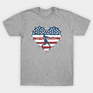 Primitive Baseball Mom Red White and Dingers Country Heart T-Shirt